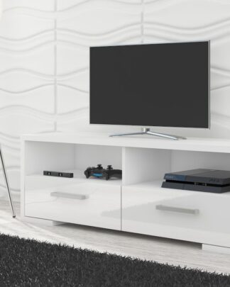 TV stolek ROMA, bílá/bílý lesk