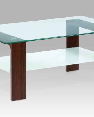 Konferenční stolek 110x65x45, čiré sklo / ořech, AF-2037 WAL