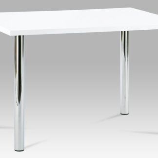 Jídelní stůl AT-1914B WT 120x75 cm, chrom / vysoký lesk bílý