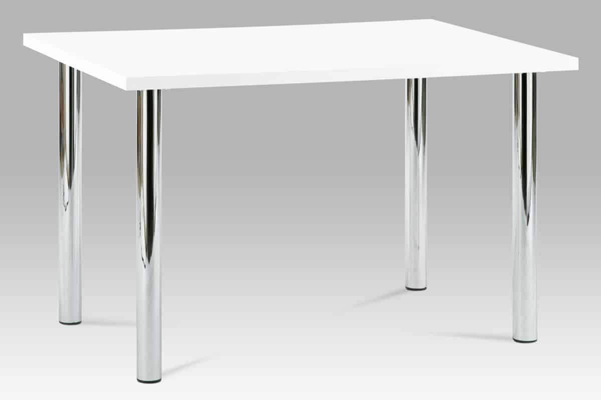 Jídelní stůl AT-1914B WT 120x75 cm, chrom / vysoký lesk bílý