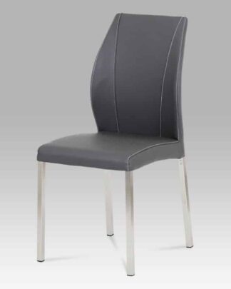 Jídelní židle HC-381 GREY, koženka šedá/broušený nerez
