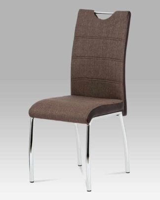 Jídelní židle HC-586 COF2, coffee látka+hnědá koženka/chrom