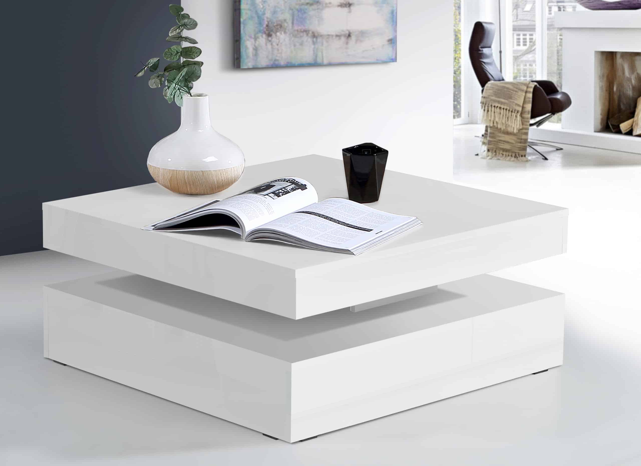 Konferenční stolek COFFEE TABLE, bílý lesk