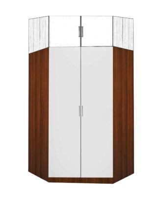 Rohová šatní skříň 61550, ořech/bílá