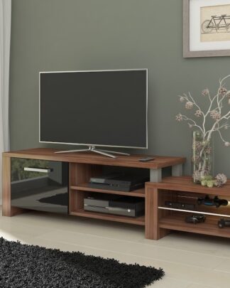 TV stolek ORION, švestka wallis/černý lesk