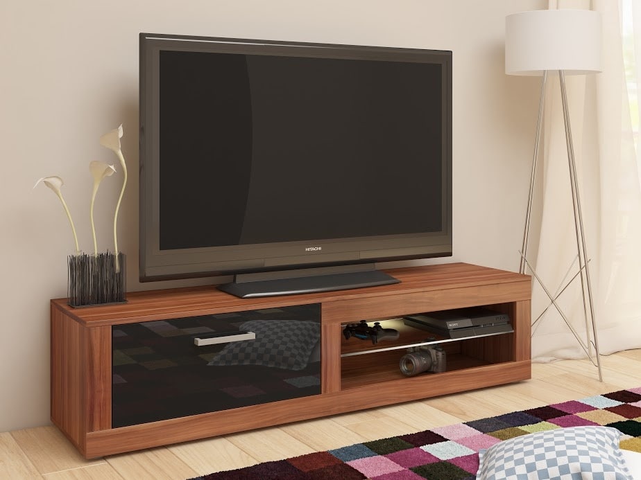 TV stolek VIKI NEW, švestka wallis/černý lesk