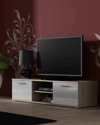SOHO, RTV stolek 140 S-4, dub sonoma/bílý lesk