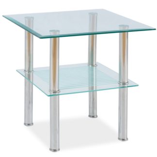 Konferenční stolek PIXEL C 50x50, kov/sklo