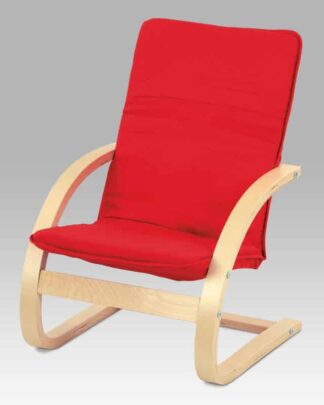 Dětské relaxační křeslo QR-06 RED, látka červená / přírodní