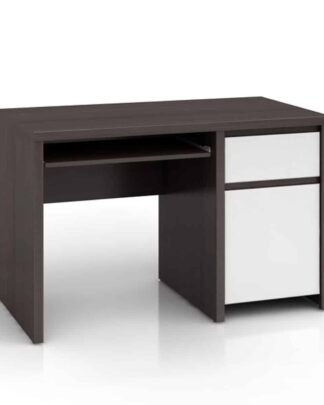 Elegantní PC stůl KASPIAN, BIU1D1S/120, bílý vysoký lesk