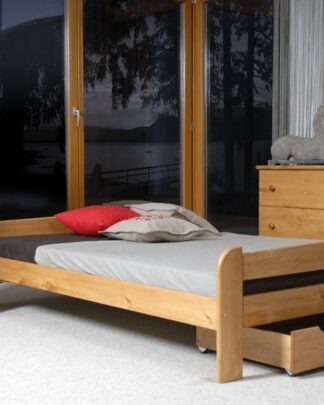 Úložný prostor pod postel 98 cm, masiv borovice/moření olše