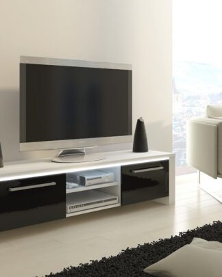 TV stolek HELIX, bílá/černý lesk