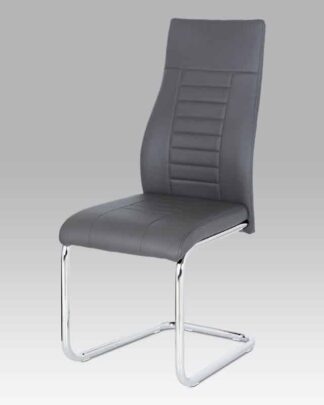 Jídelní židle HC-955 GREY, šedá koženka / chrom