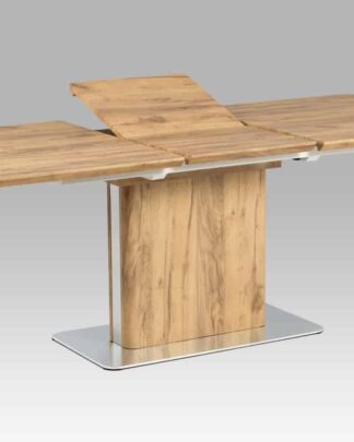 Rozkládací jídelní stůl HT-670 OAK, dub / nerez
