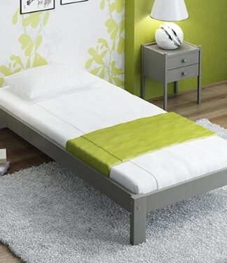 Postel LILIANA 90x200 s roštem, masiv borovice/moření šedá