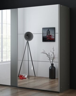 Šatní skříň TUNIS 250, grafit/bílá lesk