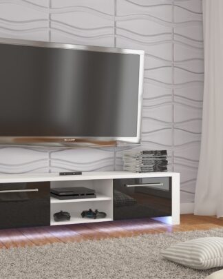 TV stolek HELIX NEW, bílá/černý lesk
