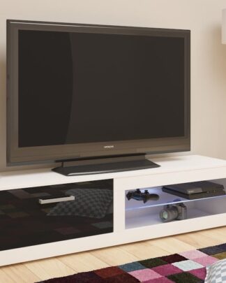 TV stolek VIKI NEW, bílá/černý lesk