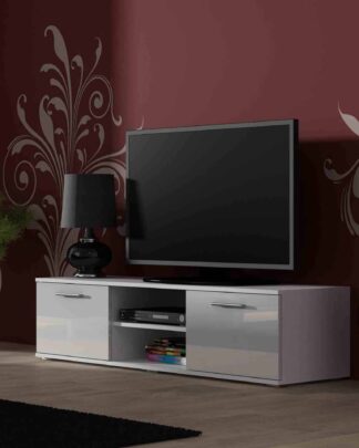 SOHO, RTV stolek 140 S-4, bílý mat/bílý lesk