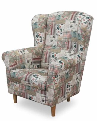 Křeslo ušák CHARLOT, vzor patchwork Viorica 1