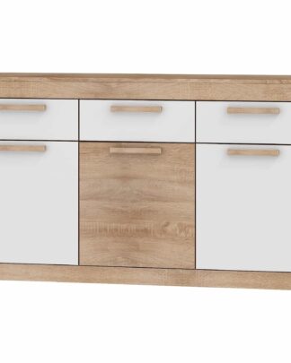 Komoda 3D3S MAXIMUS 10, dub sonoma/bílý lesk
