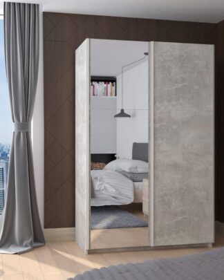 Skříň TREND 130, beton světlý + zrcadlo