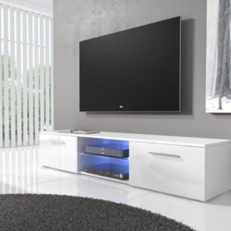 TV stolek RTV 03 s LED, bílá/bílá lesk