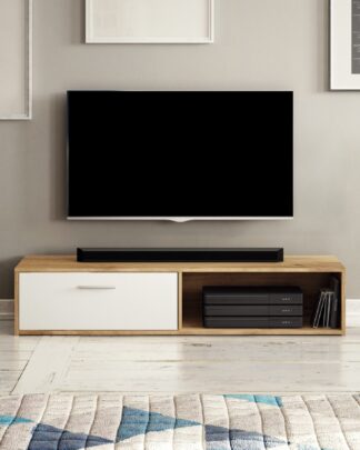 Televizní stolek SIMPLE, dub apalčský/bílý mat