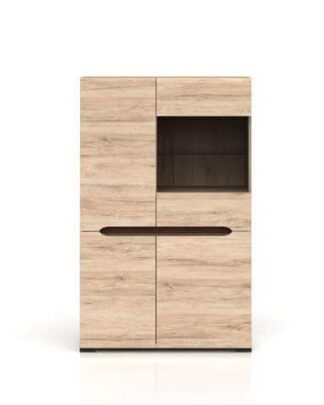 ELPASSO, vitrína REG1W3D/14/9, dub san remo světlý/dub wenge hnědý