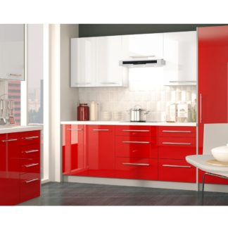 Rohová kuchyně PLATINUM 370 cm, korpus grey, dvířka white + rose red