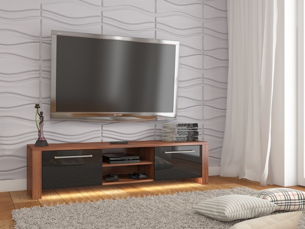 TV stolek HELIX NEW, švestka wallis/černý lesk