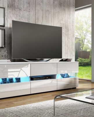 TV stolek INTER, bílá/bílý lesk