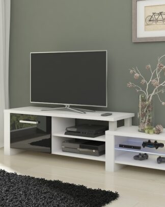 TV stolek ORION, bílá/černý lesk