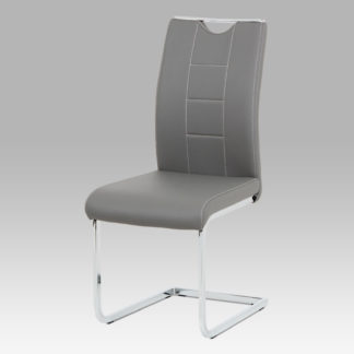 Jídelní židle DCL-411 GREY, šedá koženka/chrom