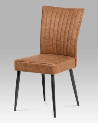 Jídelní židle HC-323 BR3, hnědá imitace kůže/broušený nerez antik