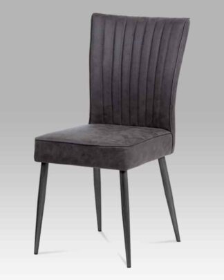 Jídelní židle HC-323 GREY3, šedá imitace kůže/broušený nerez antik