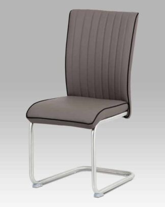 Jídelní židle HC-393 CAP, cappuccino koženka/broušený nerez