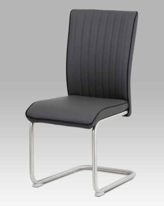 Jídelní židle HC-393 GREY, šedá koženka/broušený nerez