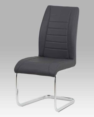 Jídelní židle HC-375 GREY, šedá koženka/chrom