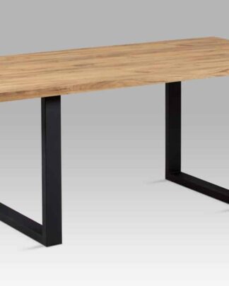 Jídelní stůl 180x90 cm HT-660 OAK, dekor dub / černý kov