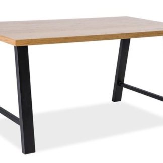 Jídelní stůl ABRAMO, dub masiv/černý kov 90x180