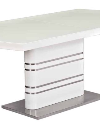 Jídelní stůl GUCCI rozkládací 140x85, sklo/bílá