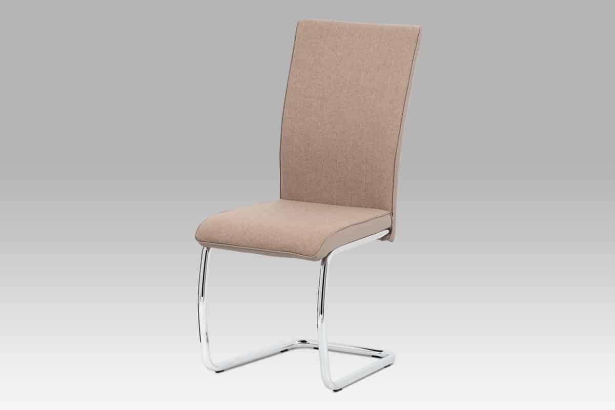 Jídelní židle DCL-455 CAP2, capuccino látka/cappuccino ekokůže/chrom