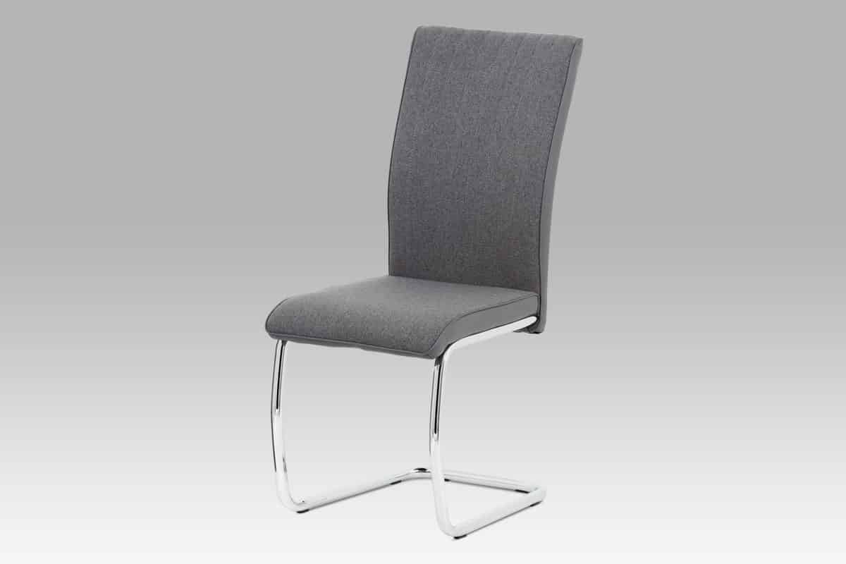 Jídelní židle DCL-455 GREY2, šedá látka/šedá ekokůže/chrom