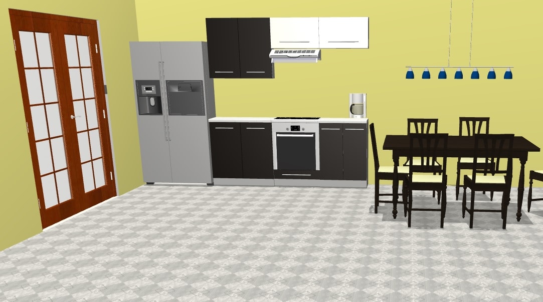 Kuchyně PLATINUM 200 cm, korpus grey, dvířka black + vanilla