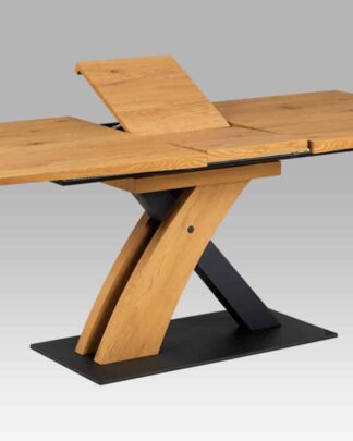 Jídelní stůl 160-200x90 HT-701 OAK, dub divoký/černý mat