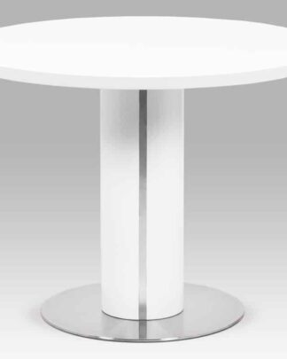 Jídelní stůl pr.100x77, bílá MDF mat, broušený nerez SHT-650 WT