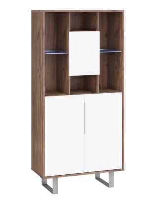 KING 5 vitrína, craft tobaco/bílý lesk