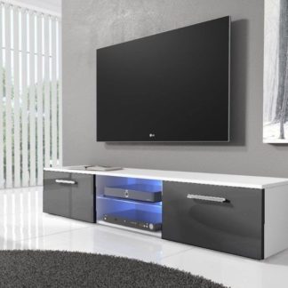 TV stolek RTV 03 s LED, bílá/šedý lesk