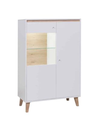 OVIEDO vitrína 90 cm, bílá/dub san remo světlý